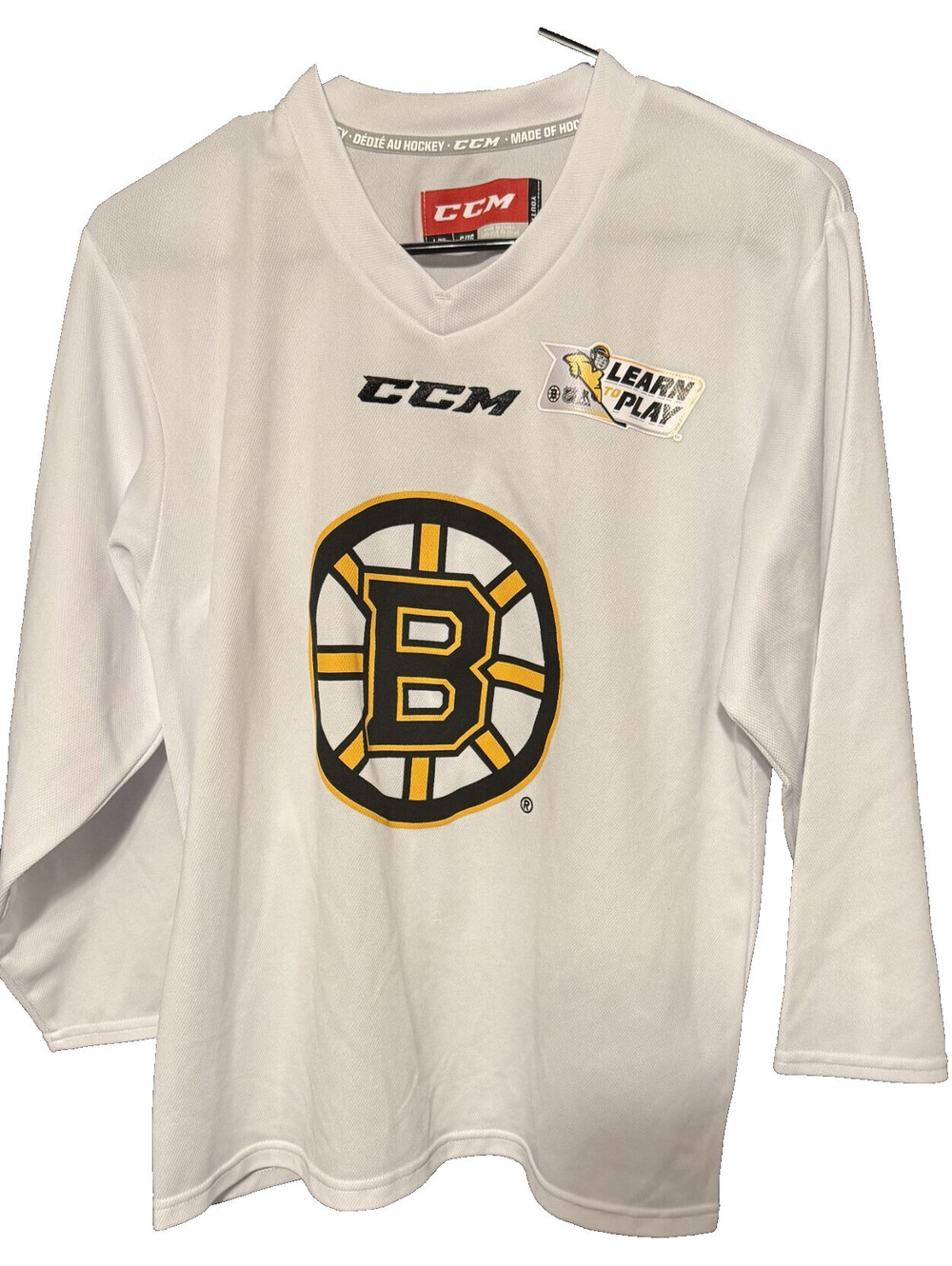 Boston Bruins CCM White Jersey Kid's Sz L/XL